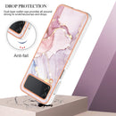For Samsung Galaxy Z Flip4 Electroplating Marble Pattern IMD TPU Phone Case(Rose Gold 005)