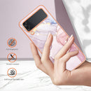 For Samsung Galaxy Z Flip4 Electroplating Marble Pattern IMD TPU Phone Case(Rose Gold 005)