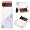 For Samsung Galaxy Z Flip4 Electroplating Marble Pattern IMD TPU Phone Case(White 006)