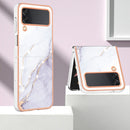 For Samsung Galaxy Z Flip4 Electroplating Marble Pattern IMD TPU Phone Case(White 006)