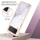 For Samsung Galaxy Z Flip4 Electroplating Marble Pattern IMD TPU Phone Case(White 006)