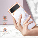 For Samsung Galaxy Z Flip4 Electroplating Marble Pattern IMD TPU Phone Case(White 006)