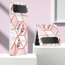 For Samsung Galaxy Z Flip4 Electroplating Marble Flower Pattern TPU Phone Case(Pink Flower)