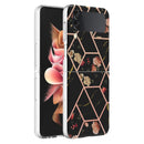 For Samsung Galaxy Z Flip4 Electroplating Marble Flower Pattern TPU Phone Case(Black Flower)