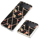 For Samsung Galaxy Z Flip4 Electroplating Marble Flower Pattern TPU Phone Case(Black Flower)