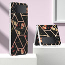 For Samsung Galaxy Z Flip4 Electroplating Marble Flower Pattern TPU Phone Case(Black Flower)