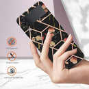 For Samsung Galaxy Z Flip4 Electroplating Marble Flower Pattern TPU Phone Case(Black Flower)