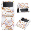 For Samsung Galaxy Z Flip4 Electroplating Marble Flower Pattern TPU Phone Case(Crown)