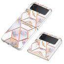 For Samsung Galaxy Z Flip4 Electroplating Marble Flower Pattern TPU Phone Case(Crown)