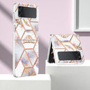 For Samsung Galaxy Z Flip4 Electroplating Marble Flower Pattern TPU Phone Case(Crown)
