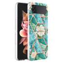 For Samsung Galaxy Z Flip4 Electroplating Marble Flower Pattern TPU Phone Case(Blue Flower)