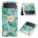 For Samsung Galaxy Z Flip4 Electroplating Marble Flower Pattern TPU Phone Case(Blue Flower)