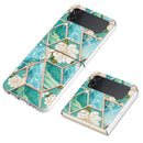 For Samsung Galaxy Z Flip4 Electroplating Marble Flower Pattern TPU Phone Case(Blue Flower)