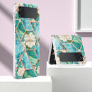For Samsung Galaxy Z Flip4 Electroplating Marble Flower Pattern TPU Phone Case(Blue Flower)