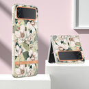For Samsung Galaxy Z Flip4 Flowers and Plants Series IMD TPU Phone Case(Green Gardenia)