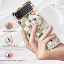 For Samsung Galaxy Z Flip4 Flowers and Plants Series IMD TPU Phone Case(Green Gardenia)