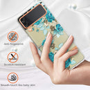 For Samsung Galaxy Z Flip4 Flowers and Plants Series IMD TPU Phone Case(Blue Rose)