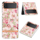 For Samsung Galaxy Z Flip4 Flowers and Plants Series IMD TPU Phone Case(Pink Gardenia)