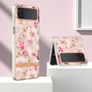 For Samsung Galaxy Z Flip4 Flowers and Plants Series IMD TPU Phone Case(Pink Gardenia)