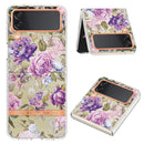 For Samsung Galaxy Z Flip4 Flowers and Plants Series IMD TPU Phone Case(Purple Peony)