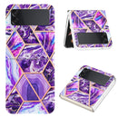 For Samsung Galaxy Z Flip4 Electroplating IMD Splicing Marble TPU Phone Case(Dark Purple)