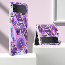 For Samsung Galaxy Z Flip4 Electroplating IMD Splicing Marble TPU Phone Case(Dark Purple)