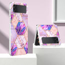 For Samsung Galaxy Z Flip4 Electroplating IMD Splicing Marble TPU Phone Case(Light Purple)