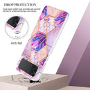 For Samsung Galaxy Z Flip4 Electroplating IMD Splicing Marble TPU Phone Case(Light Purple)