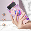 For Samsung Galaxy Z Flip4 Electroplating IMD Splicing Marble TPU Phone Case(Light Purple)