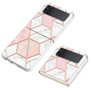 For Samsung Galaxy Z Flip4 Electroplating IMD Splicing Marble TPU Phone Case(Pink White)