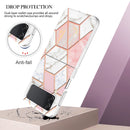For Samsung Galaxy Z Flip4 Electroplating IMD Splicing Marble TPU Phone Case(Pink White)