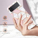 For Samsung Galaxy Z Flip4 Electroplating IMD Splicing Marble TPU Phone Case(Pink White)