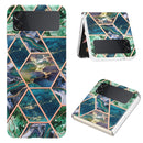 For Samsung Galaxy Z Flip4 Electroplating IMD Splicing Marble TPU Phone Case(Blue Green)