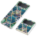 For Samsung Galaxy Z Flip4 Electroplating IMD Splicing Marble TPU Phone Case(Blue Green)