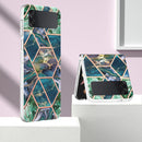 For Samsung Galaxy Z Flip4 Electroplating IMD Splicing Marble TPU Phone Case(Blue Green)