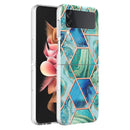 For Samsung Galaxy Z Flip4 Electroplating IMD Splicing Marble TPU Phone Case(Green)
