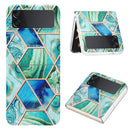 For Samsung Galaxy Z Flip4 Electroplating IMD Splicing Marble TPU Phone Case(Green)
