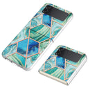 For Samsung Galaxy Z Flip4 Electroplating IMD Splicing Marble TPU Phone Case(Green)