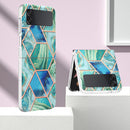 For Samsung Galaxy Z Flip4 Electroplating IMD Splicing Marble TPU Phone Case(Green)