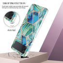 For Samsung Galaxy Z Flip4 Electroplating IMD Splicing Marble TPU Phone Case(Green)