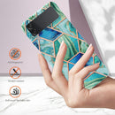 For Samsung Galaxy Z Flip4 Electroplating IMD Splicing Marble TPU Phone Case(Green)