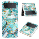For Samsung Galaxy Z Flip4 Electroplating IMD Splicing Marble TPU Phone Case(Blue)