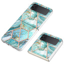 For Samsung Galaxy Z Flip4 Electroplating IMD Splicing Marble TPU Phone Case(Blue)