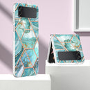 For Samsung Galaxy Z Flip4 Electroplating IMD Splicing Marble TPU Phone Case(Blue)