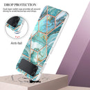 For Samsung Galaxy Z Flip4 Electroplating IMD Splicing Marble TPU Phone Case(Blue)