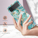 For Samsung Galaxy Z Flip4 Electroplating IMD Splicing Marble TPU Phone Case(Blue)