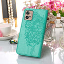 For Motorola Moto G32 Embossed Butterfly Flip Leather Phone Case(Green)