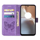 For Motorola Moto G32 Embossed Butterfly Flip Leather Phone Case(Purple)