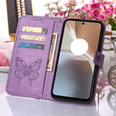For Motorola Moto G32 Embossed Butterfly Flip Leather Phone Case(Purple)
