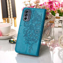 For Motorola Moto G62 5G Embossed Butterfly Flip Leather Phone Case(Blue)